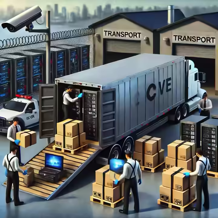 A meticulous chain of custody is crucial in ITAD to mitigate risks Image showing professional handlers transporting IT equipment