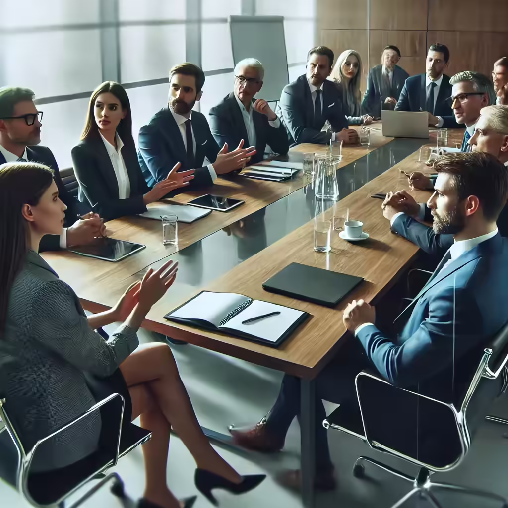 Leadership Accountability and Operational Oversight Standards can elevate your ITAD strategy An image of leadership accountability with management discussing responsible and mature IT asset disposition strategies.