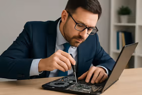 A businessman refurbishing his own technology - which can carry significant risks.