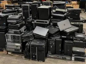 Used technology assets ready for IT asset disposition.