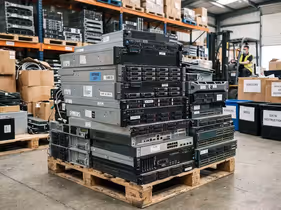 An image depicting old technology destined for IT asset dispositon.